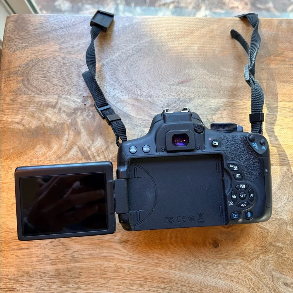 Canon EOS Rebel T6i DSLR Camera - Black with Red Strap